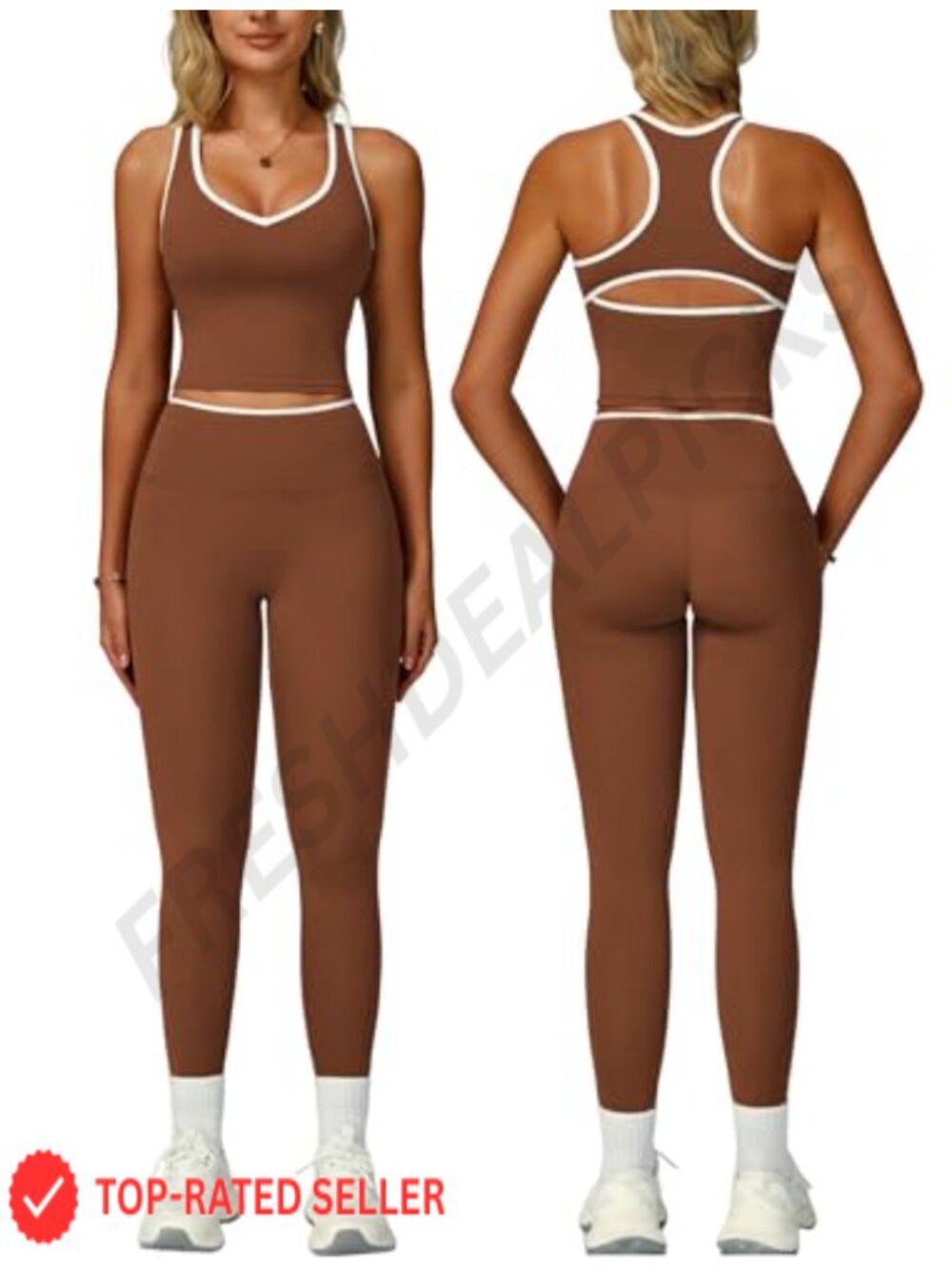 Women's 2-Piece Workout Set Racerback Tank Top High Waist Leggings